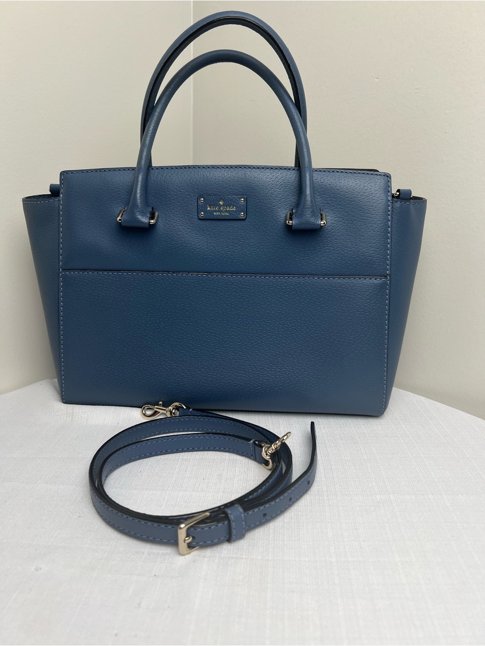 kate spade Grove Street Lana Blue Pebbled Leather Satchel w/ Removable Strap